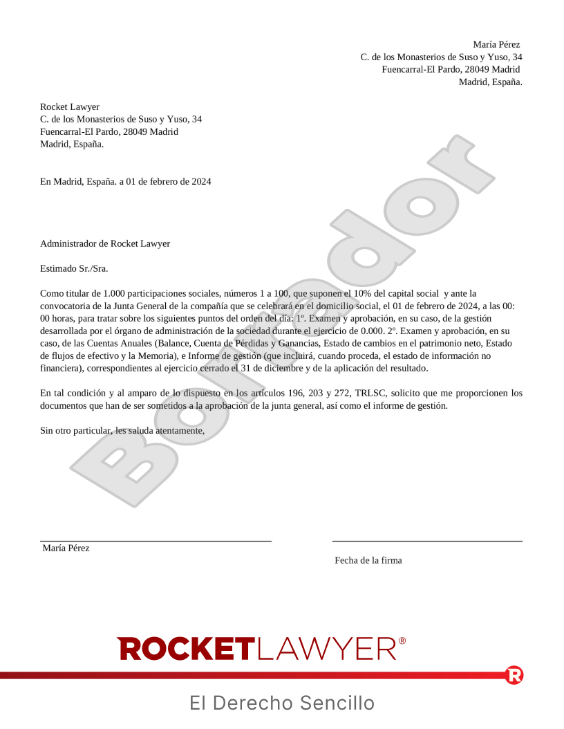 Solicitud de información para la aprobación de las cuentas anuales Vista previa del documento