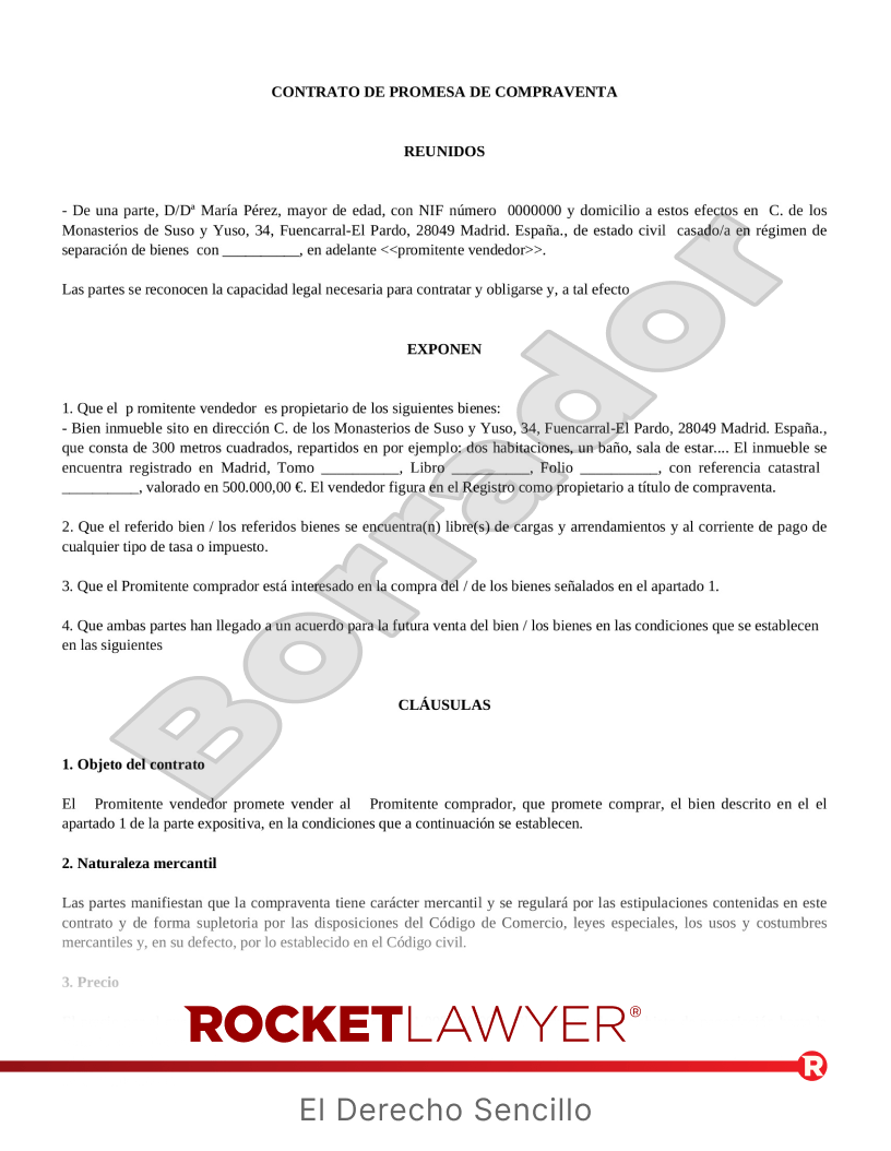 Promesa de compraventa Vista previa del documento
