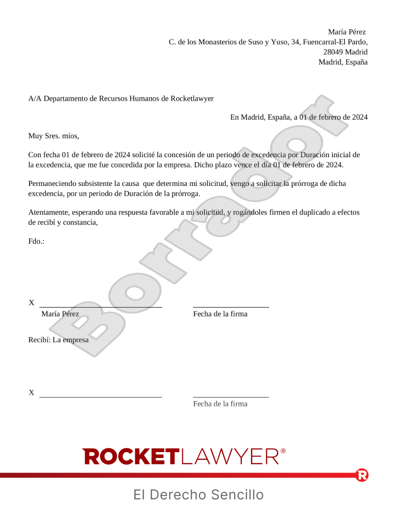 Renovación de excedencia voluntaria Vista previa del documento