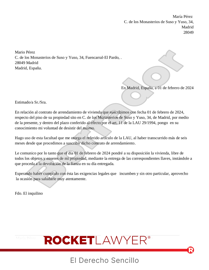 Rescisión del contrato de alquiler por el arrendador Vista previa del documento