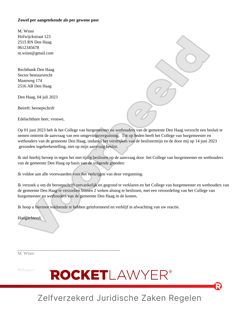 Beroepschrift voorbeeld document