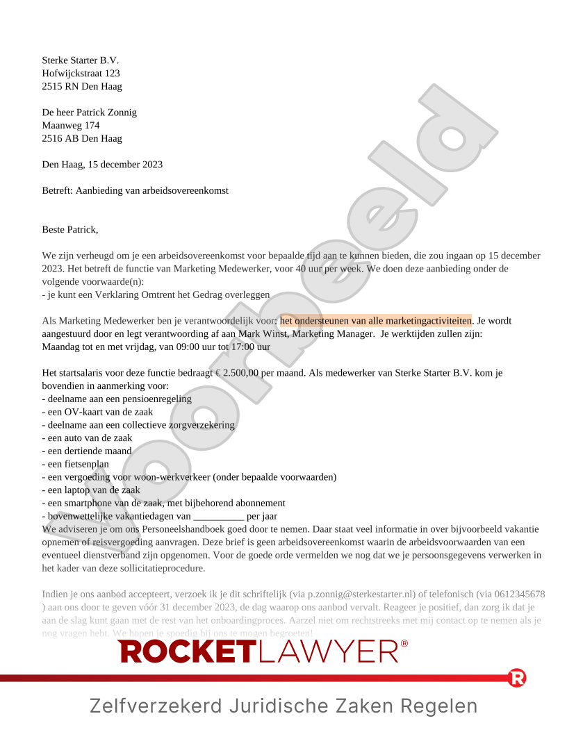 Aanbiedingsbrief voorbeeld document