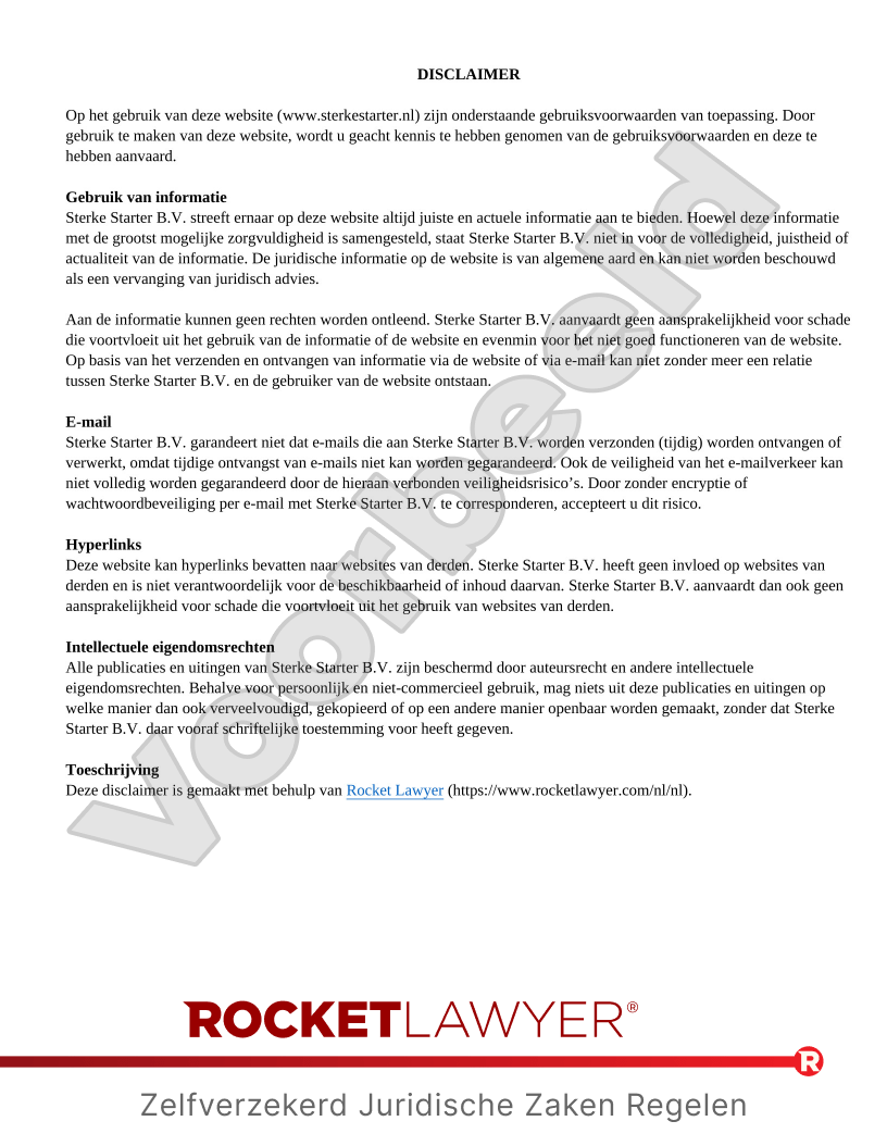 Disclaimer voorbeeld document