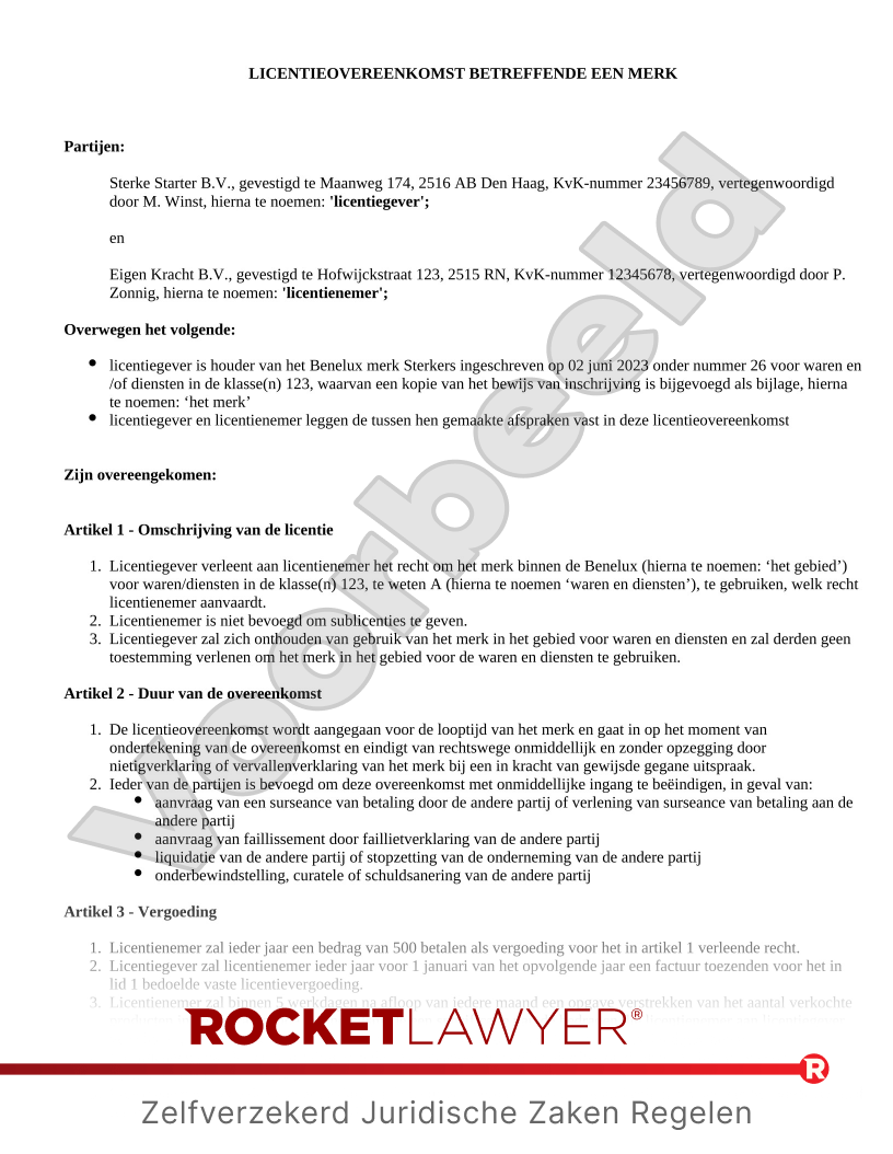 Intellectueel eigendom voorbeeld document