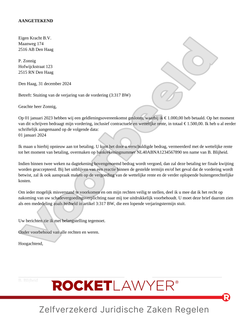 Stuitingsbrief voorbeeld document