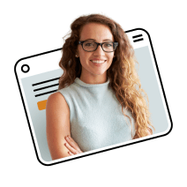 A woman with glasses icon.