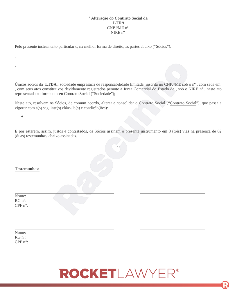 Alteração de Contrato Social Visualização do documento