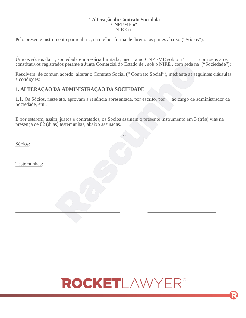 Alteração de Contrato Social - Renúncia do Administrador Visualização do documento