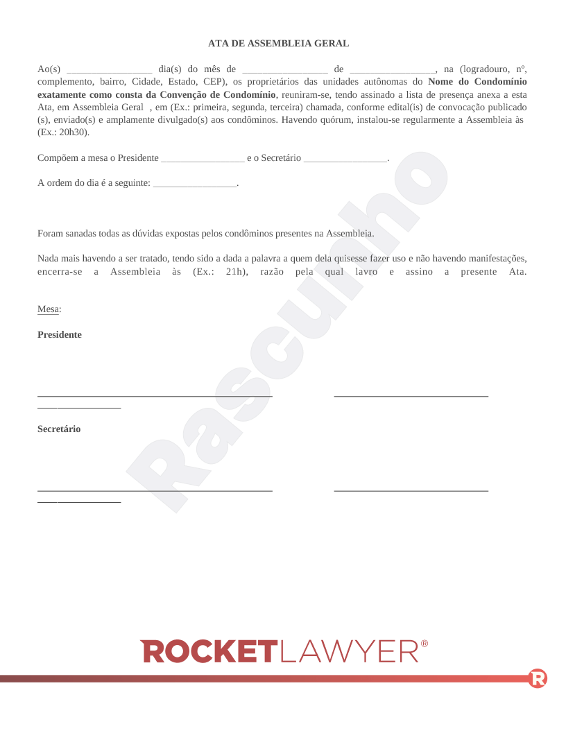 Modelo de Ata de Assembleia ou Reunião de Condomínio Visualização do documento