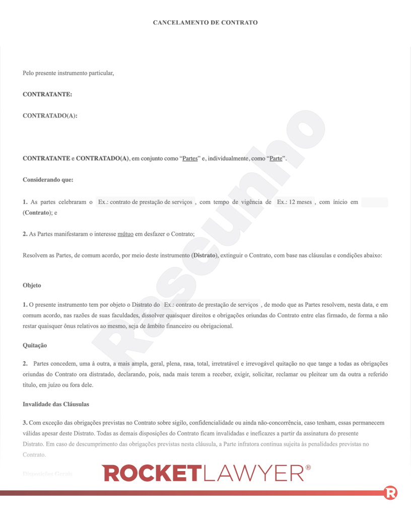 Modelo de Cancelamento de Contrato Visualização do documento