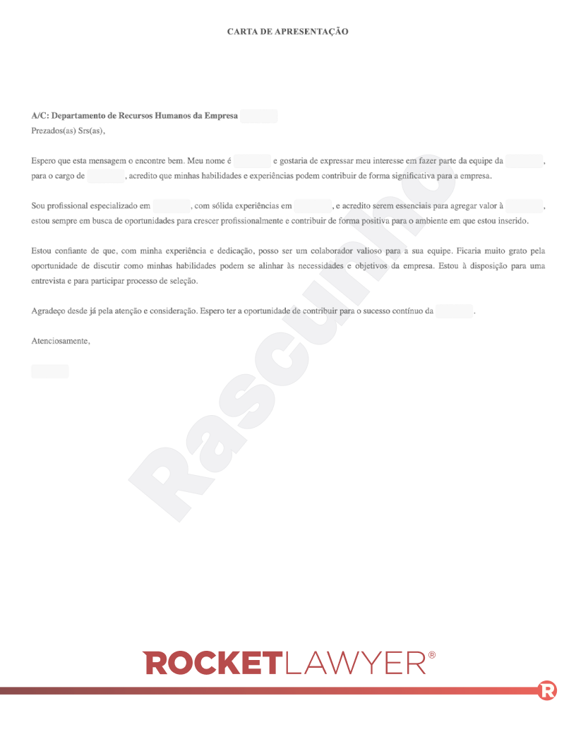 Modelo de Carta de Apresentação Visualização do documento