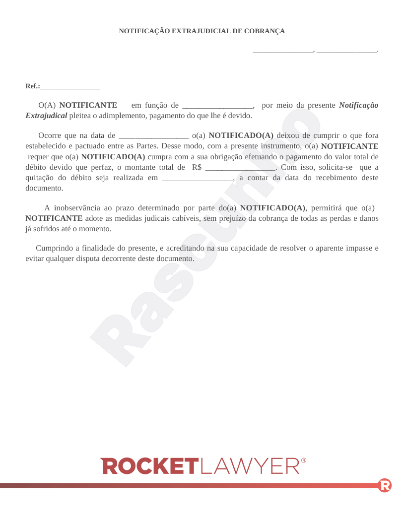 Modelo de Notificação de Cobrança Extrajudicial Visualização do documento