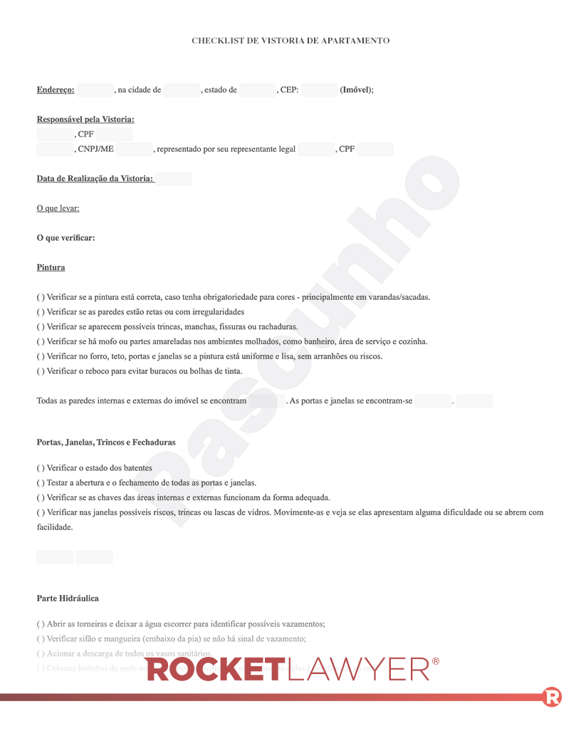 Checklist de Vistoria de Apartamento Visualização do documento