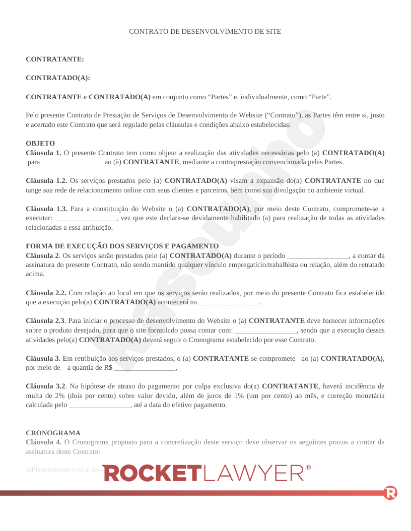 Contrato de Desenvolvimento de Site Visualização do documento