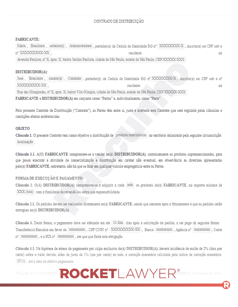 Contrato de Distribuição Visualização do documento