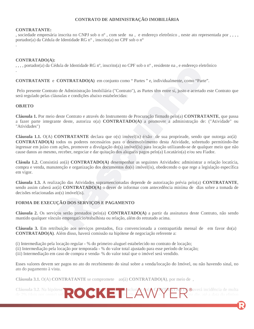 Contrato de Administração Imobiliária Visualização do documento