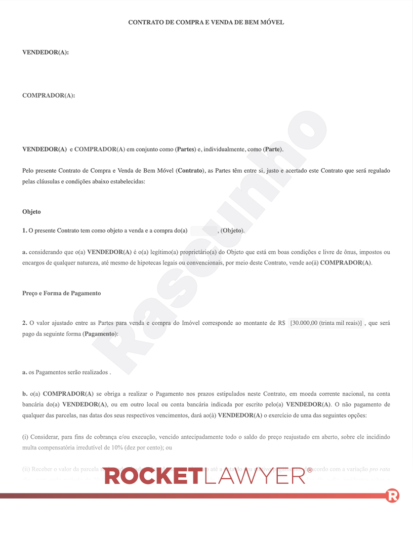 Modelo de Contrato de Compra e Venda Visualização do documento