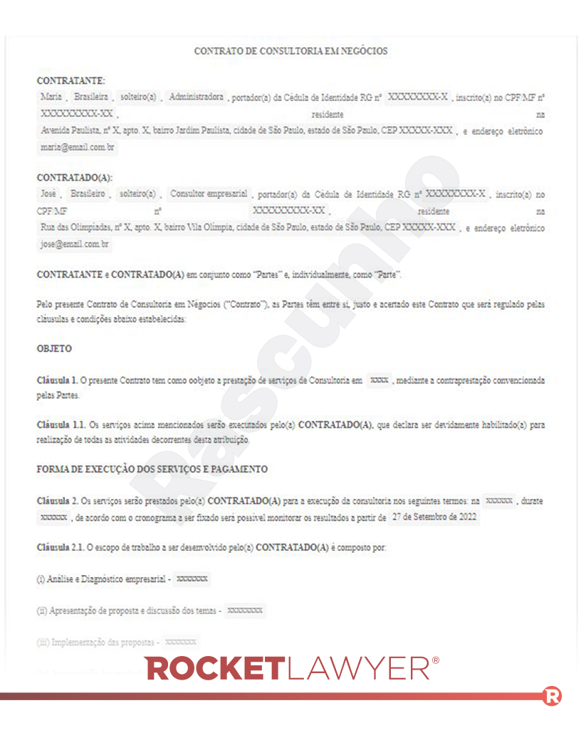 Modelo de Contrato de Consultoria Empresarial Visualização do documento