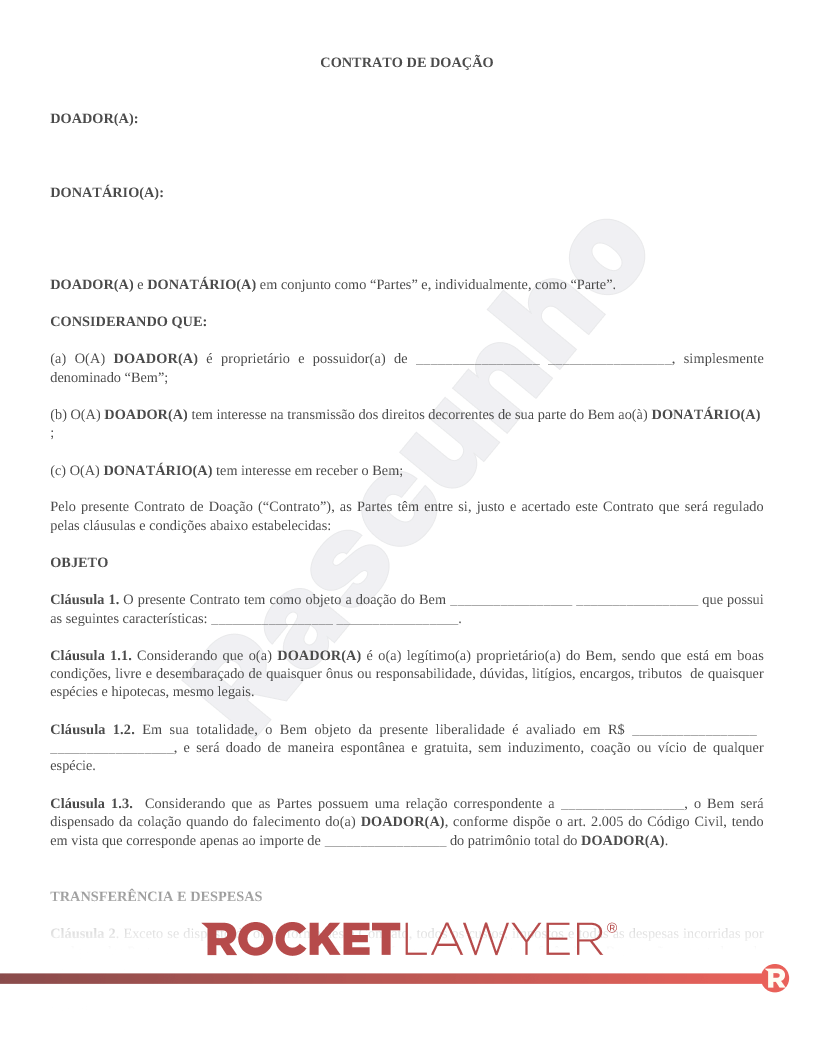 Modelo de Contrato de Doação Visualização do documento