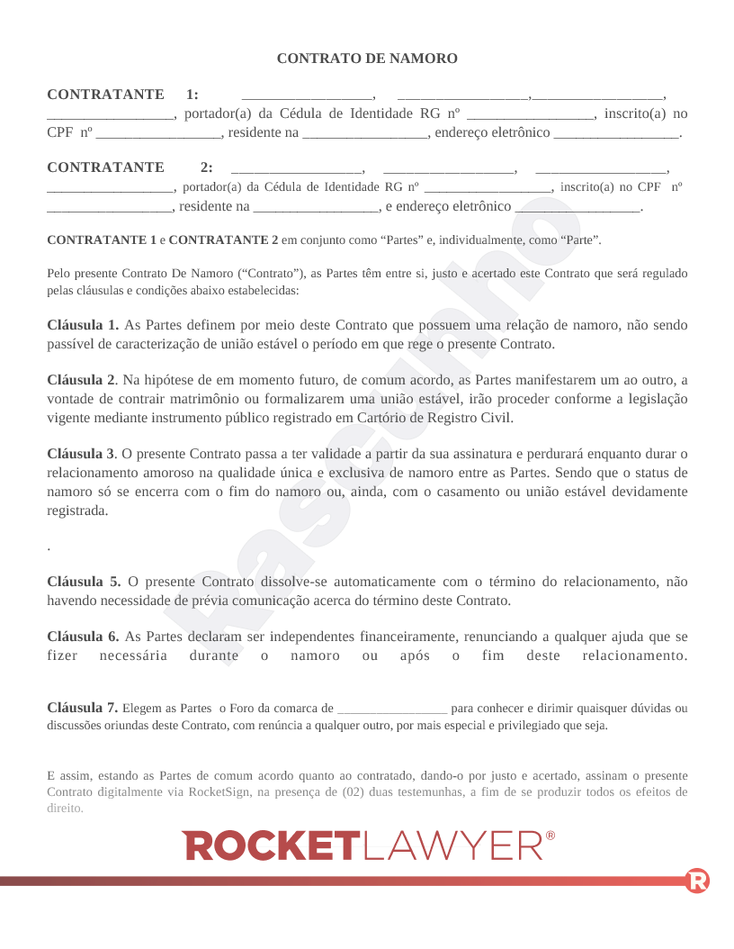 Modelo de Contrato de Namoro Visualização do documento