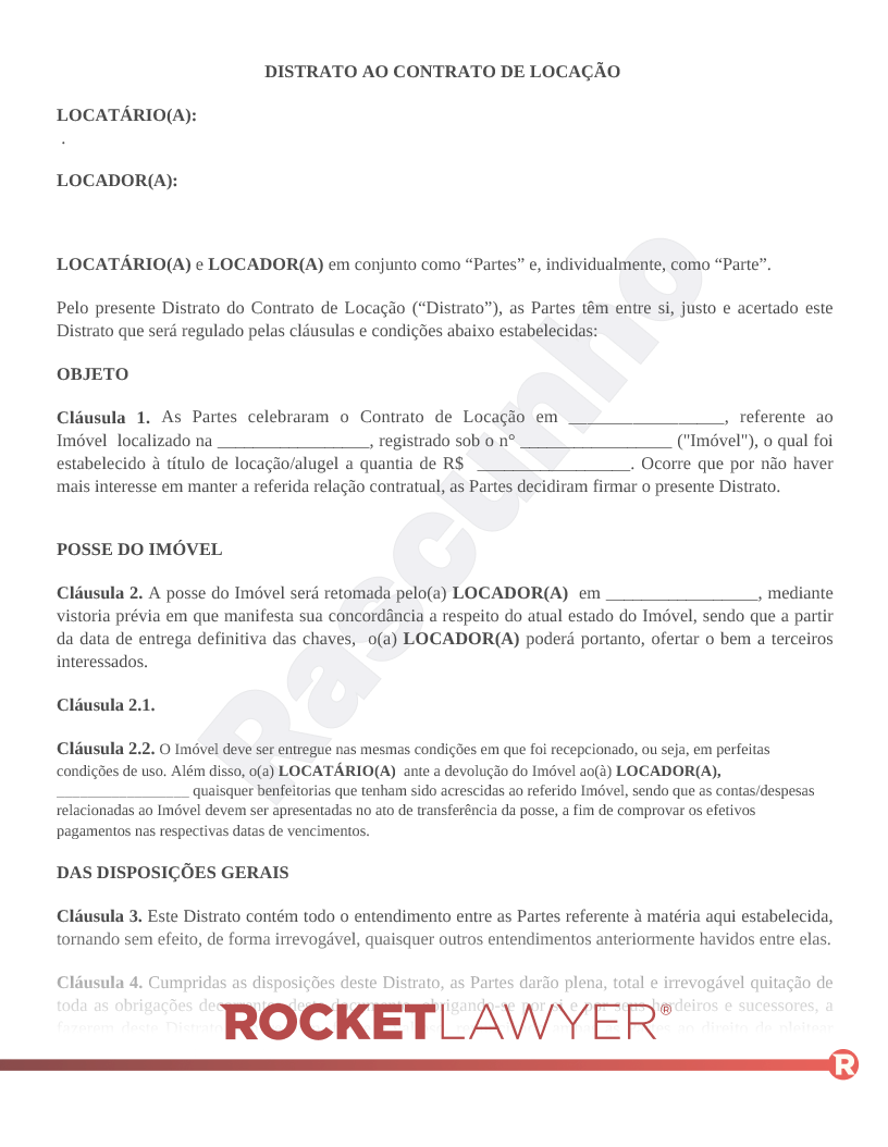 Distrato de Contrato de Aluguel Visualização do documento