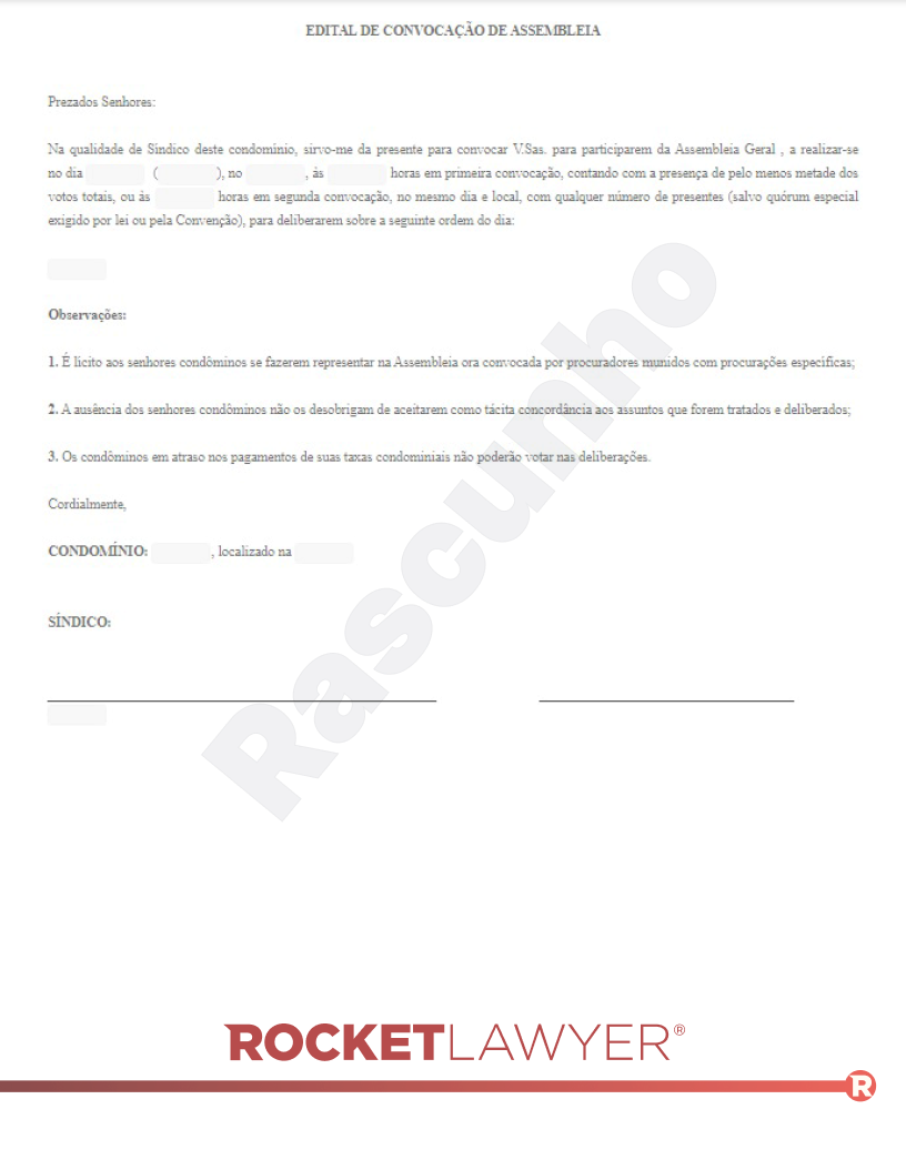 Modelo de Edital de Convocação de Assembleia ou Reunião Visualização do documento