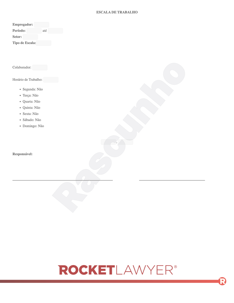 Modelo de Escala de Trabalho Visualização do documento