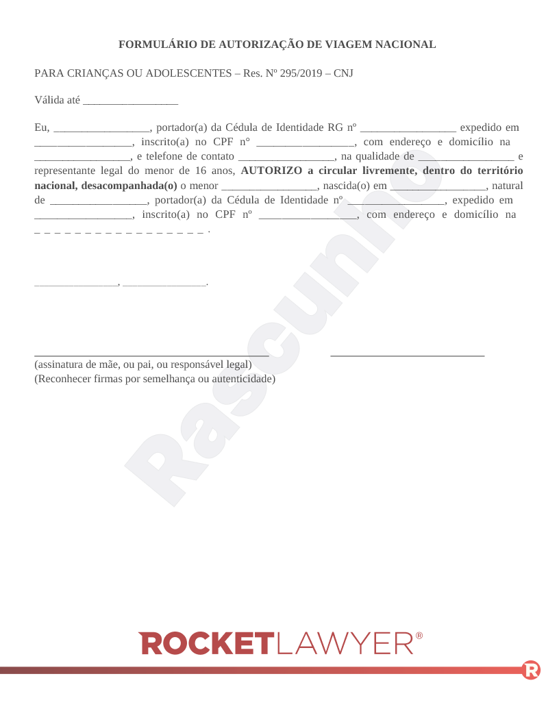 Formulário de Autorização de Viagem Visualização do documento