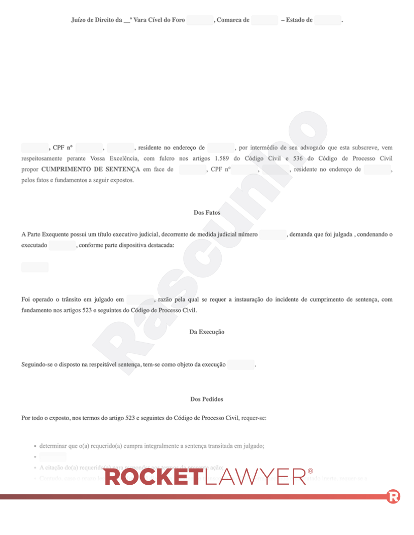 Modelo de Cumprimento de Sentença Visualização do documento