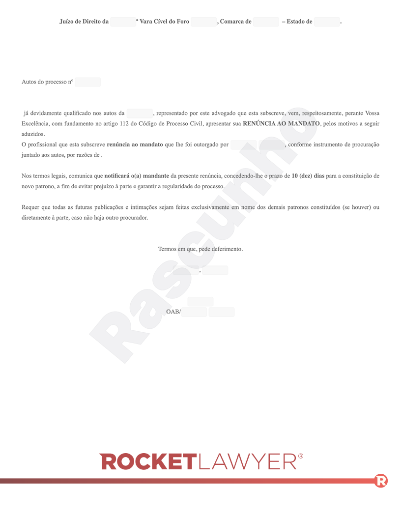Modelo de Petição de Renúncia de Mandato Visualização do documento