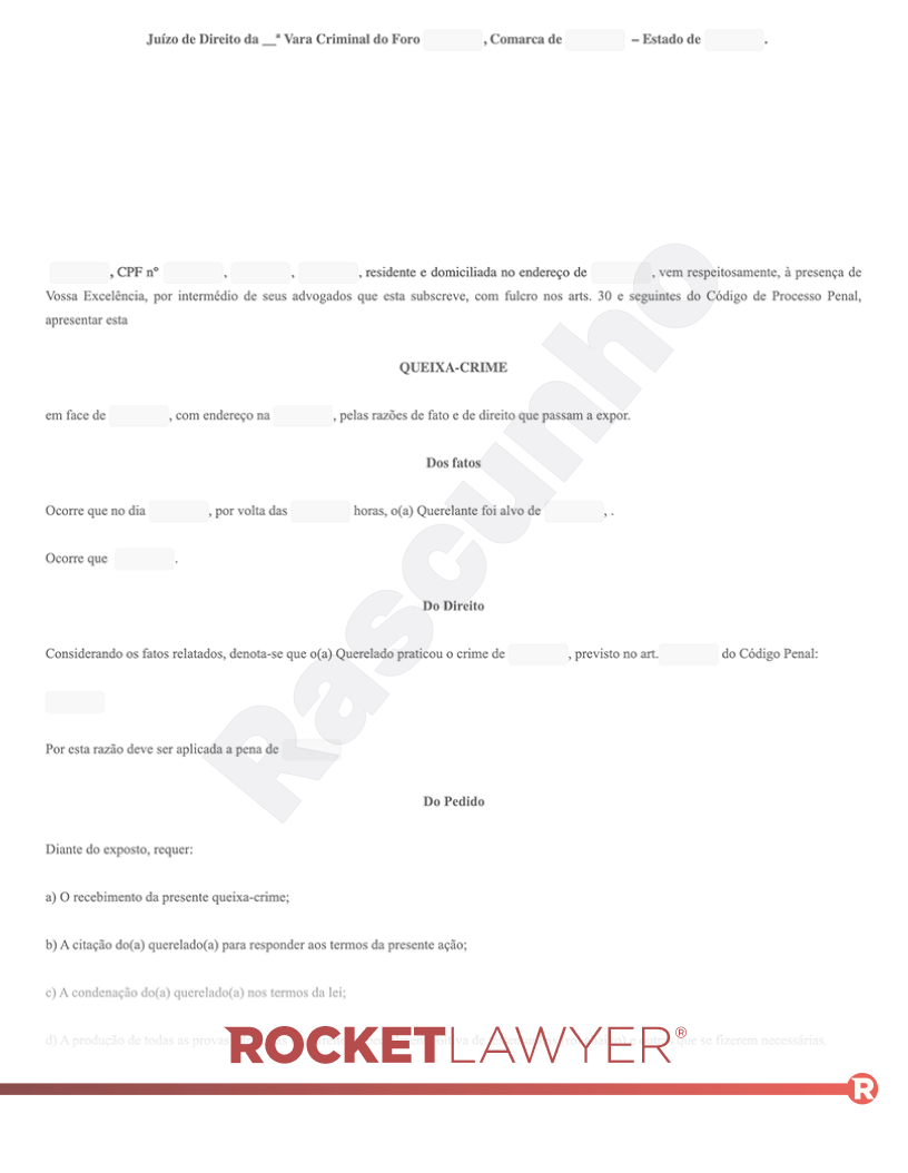Modelo de Queixa-crime Visualização do documento