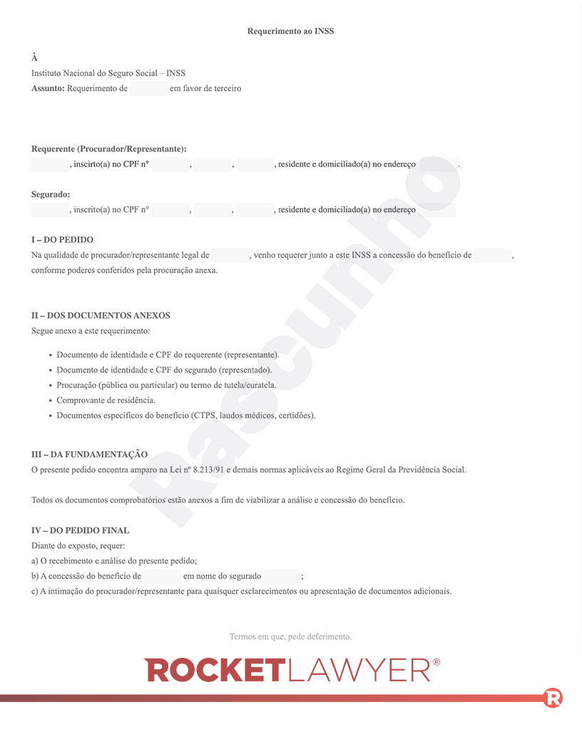 Modelo de Requerimento ao INSS Visualização do documento
