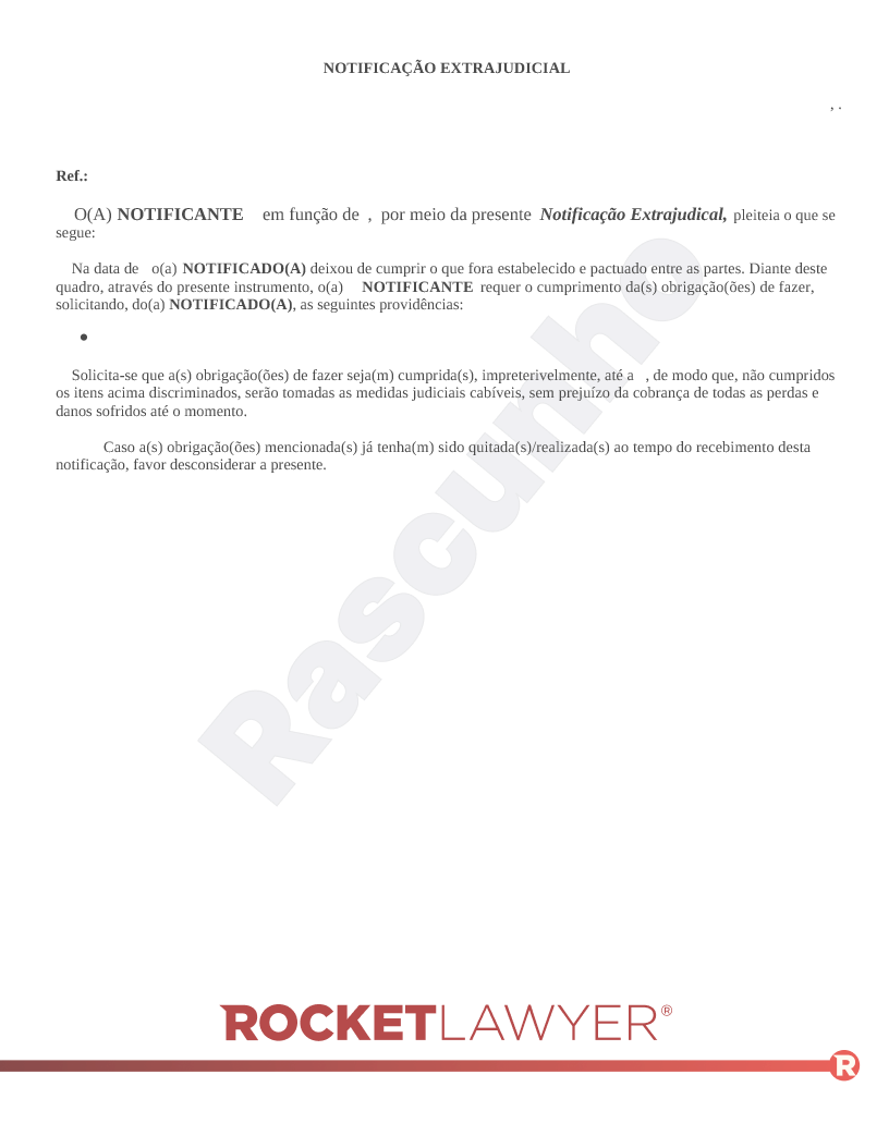 Modelo de Notificação Extrajudicial – Obrigação de Fazer Visualização do documento