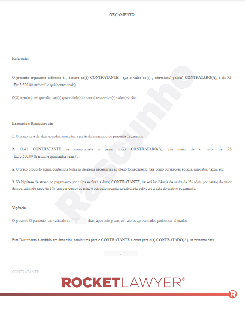 Modelo de Orçamento Visualização do documento