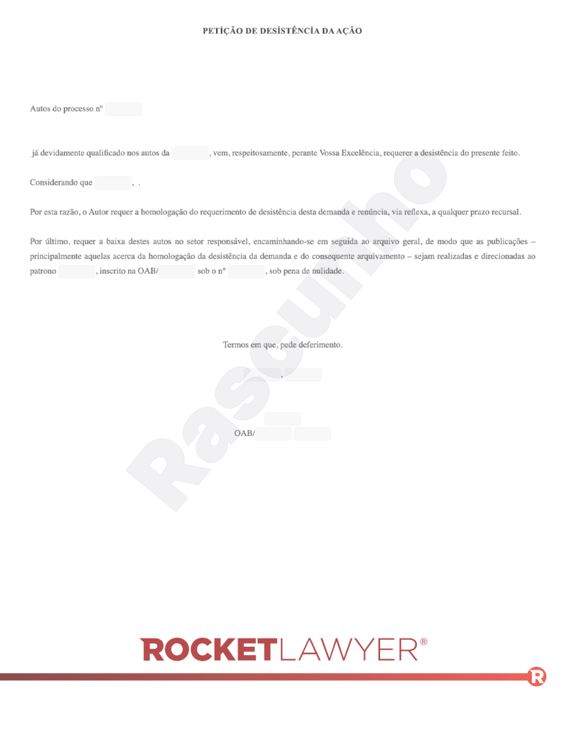 Modelo de Petição de Desistência da Ação Visualização do documento