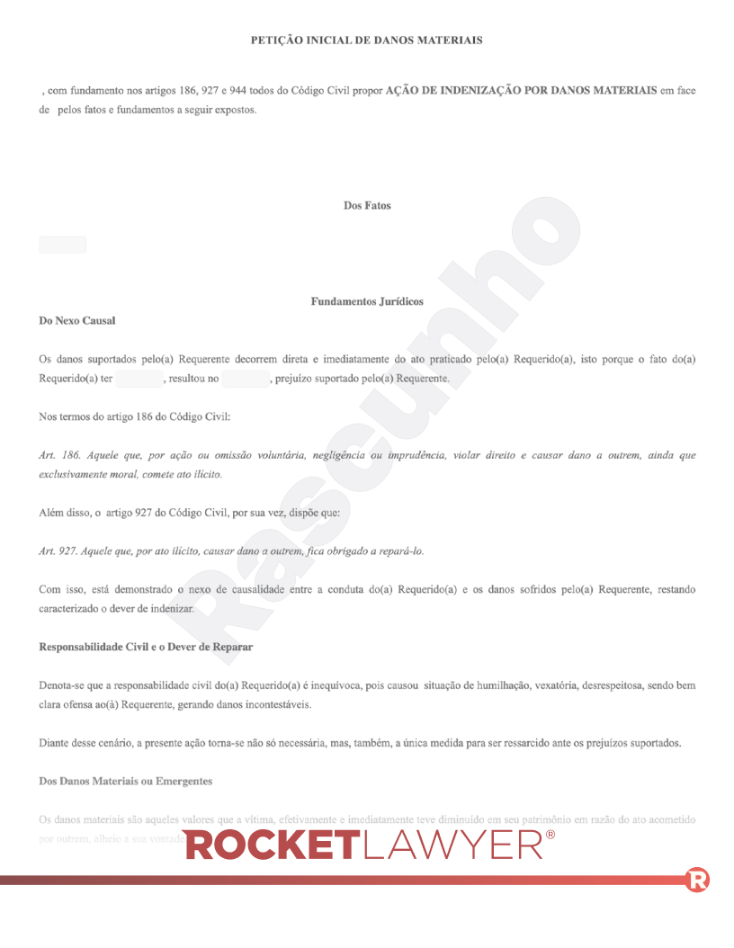 Modelo de Petição Inicial de Danos Materiais Visualização do documento
