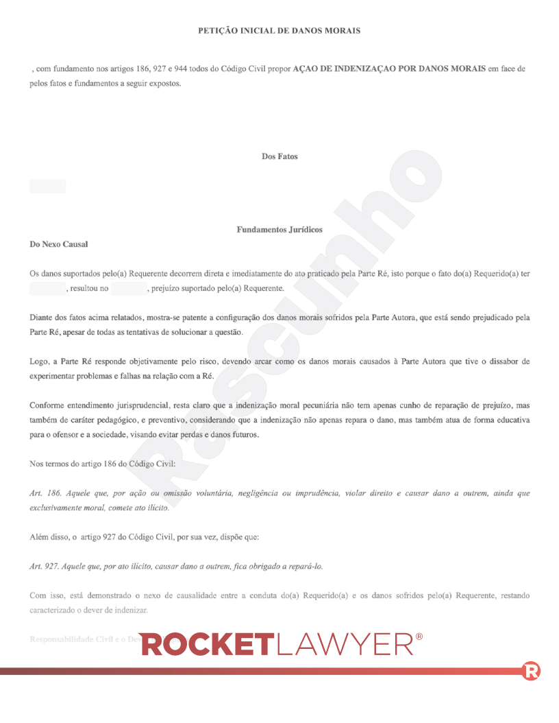 Modelo de Petição Inicial de Danos Morais Visualização do documento
