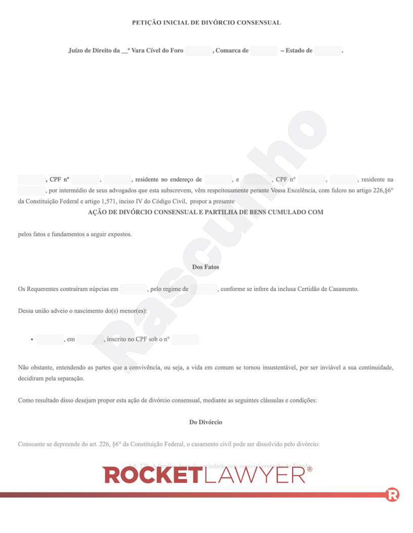Modelo de Divórcio Consensual (com menores) Visualização do documento