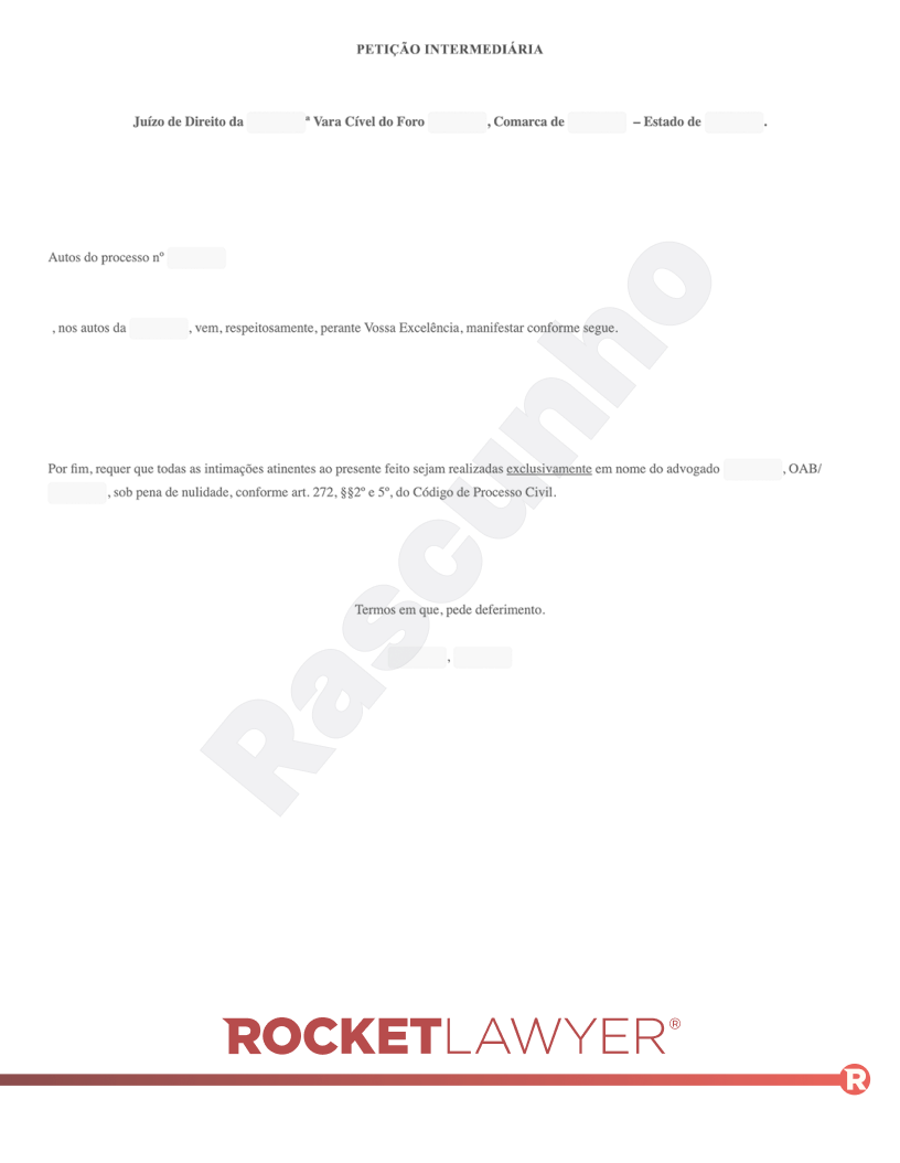 Modelo de Petição Intermediária Visualização do documento