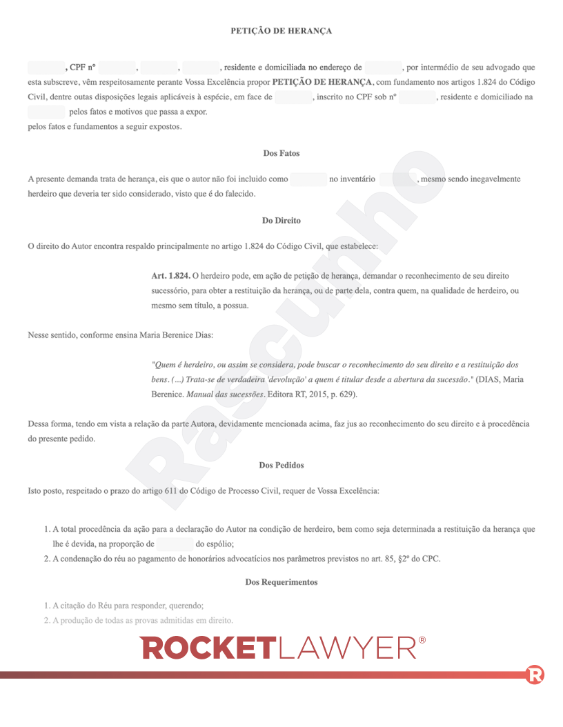 Modelo de Petição de Herança Visualização do documento