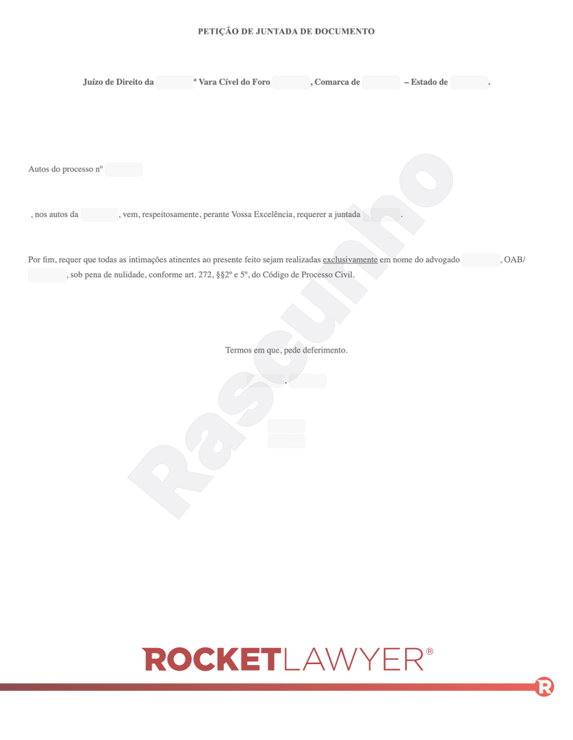 Modelo de Petição de Juntada de Documentos Visualização do documento