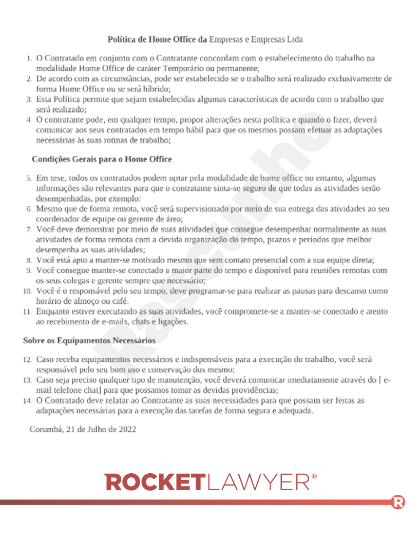 Política de Home Office Visualização do documento