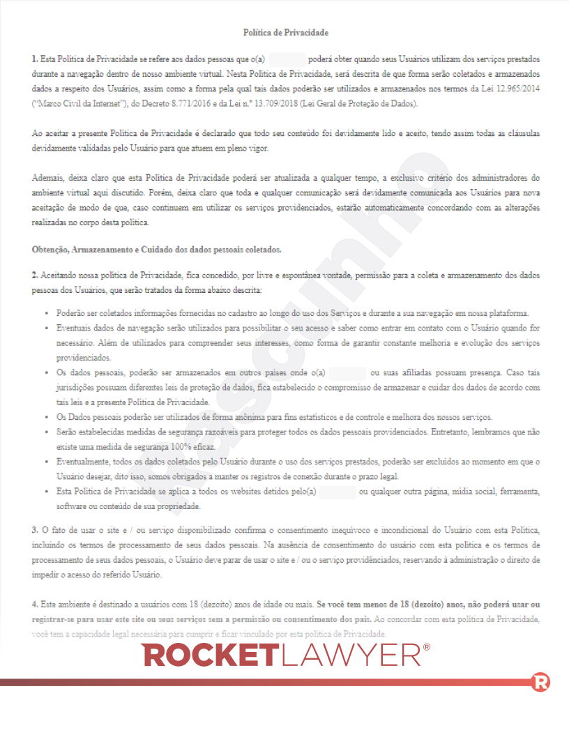 Política de Privacidade Visualização do documento