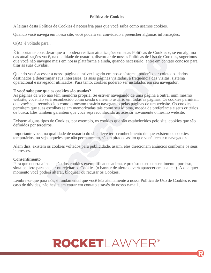 Política de Uso de Cookies Visualização do documento