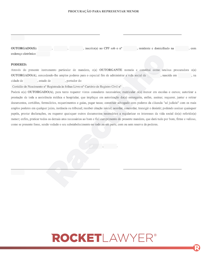 Modelo de Procuração para Representação de Menor Visualização do documento