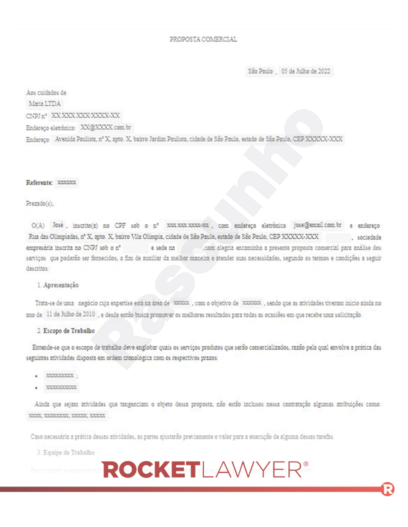 Proposta Comercial Visualização do documento