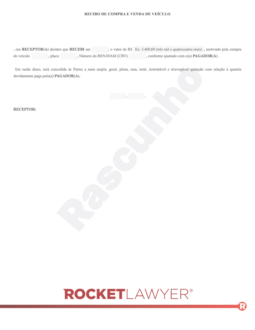 Modelo de Recibo de Compra e Venda de Veículo Visualização do documento