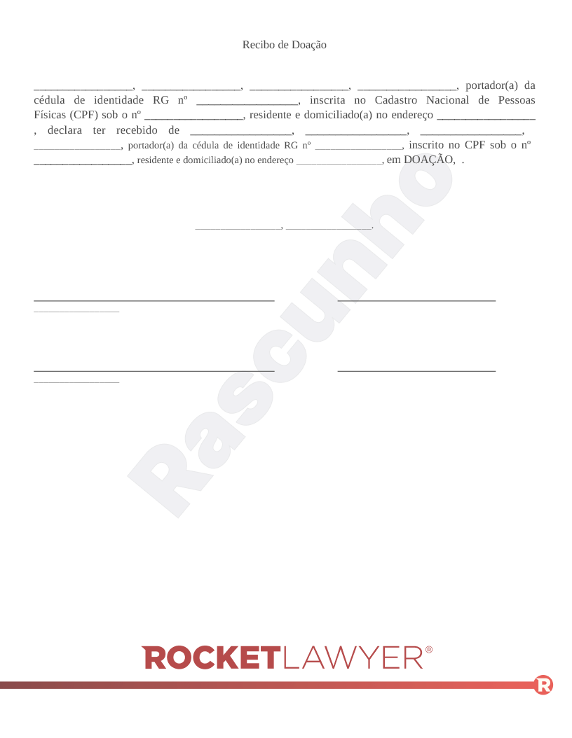 Modelo de Recibo de Doação Visualização do documento