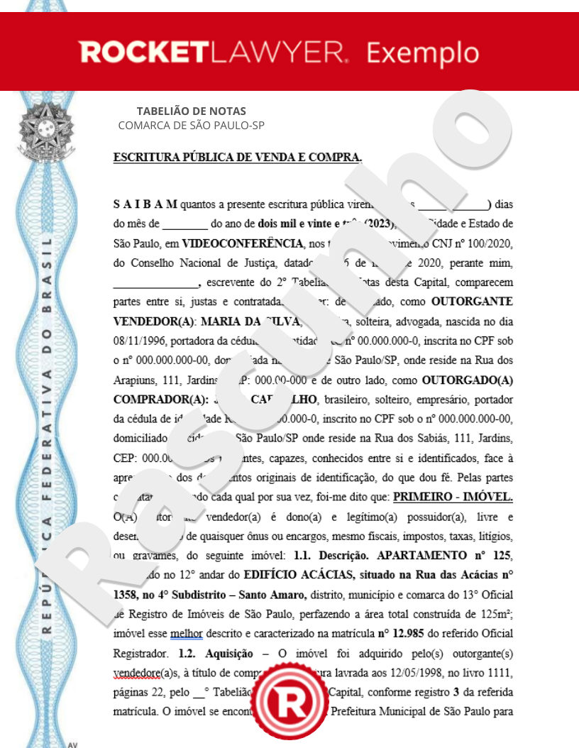 Escritura de Compra e Venda de Imóvel Visualização do documento