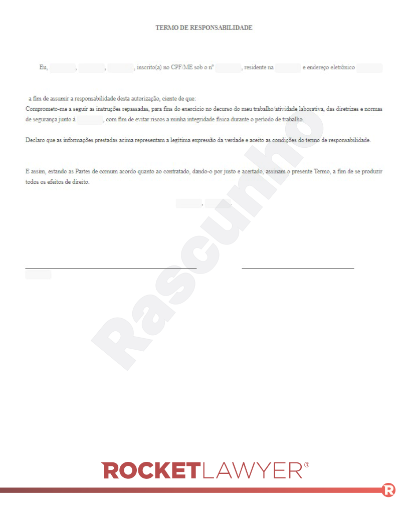 Modelo de Termo de Responsabilidade Visualização do documento